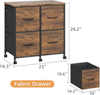 4 Drawer Lateral File Cabinet, Mobile Filing Cabinet for Large Printer, Home Office Functional Small Office Storage Cabinet & Printer Stand, Fits Letter/A4, Rustic Brown