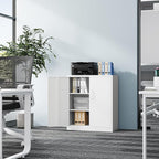 Metal Storage Cabinet-36” Tall Steel File Cabinet with Lockable Doors and Adjustable Shelves-White Steel Storage Cabinet for Home, School, Office, Garage