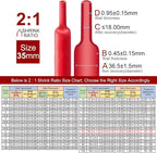 Chanzon 2:1 Ratio 1-3/8" (35mm) Heat Shrink Tubing 3.3Ft Roll (1M Total Length) Red Polyolefin Sleeving Wrap Shrinking 2 to 1 1pcs