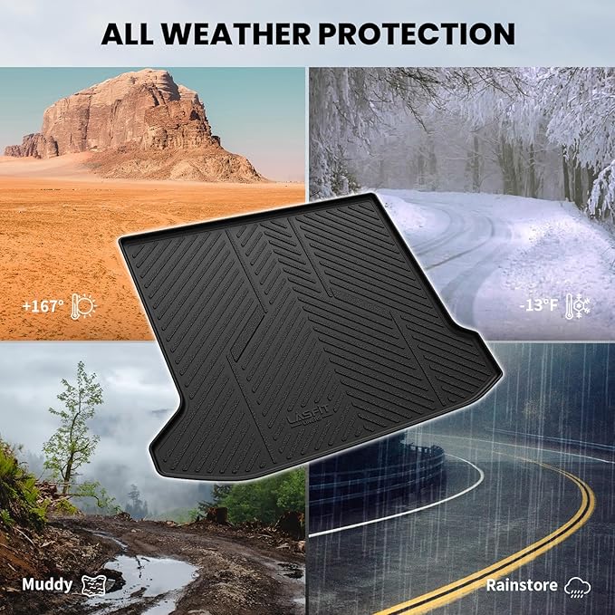 LASFIT Cargo Mat for Hyundai Ioniq 5 2022-2024/ IONIQ 5 N 2025, All Weather TPE Custom Fit Easy Clean Car Trunk Mat for Hyundai Ioniq 5 2022-2024/ IONIQ 5 N 2025 Cargo Liner, Black
