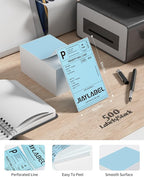 4x6 Thermal Shipping Label Mailing Postage Stickers Paper for Direct Thermal Label Printer USPS UPS Address Big Packing Fanfold Blue Color 500 Labels/Stack,1 Stack