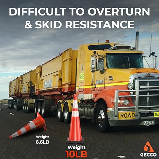 GECCO ™ (216 Cones per Pallet) 36 Inch 10 Lb Heavy Tall Orange Traffic Cones in Bulk | Large Safety Cones, Orange Cones, Parking Cones, Construction Cones | PVC Plastic & Black Base - [PRO Series]