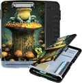 Clipboard with Storage Box & Pen Holder,Heavy Duty Clip Boards 8.5x11 for Nursing,High Capacity,School & Office Supplies,Frog Mushroom Forest