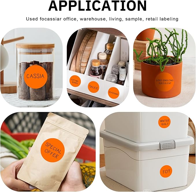 2 - Inch Round Orange Color - Coding Stickers,4 Rolls, 2000 PCS Multipurpose Strong - Adhesive Labels for Office,Inventory,Organizing
