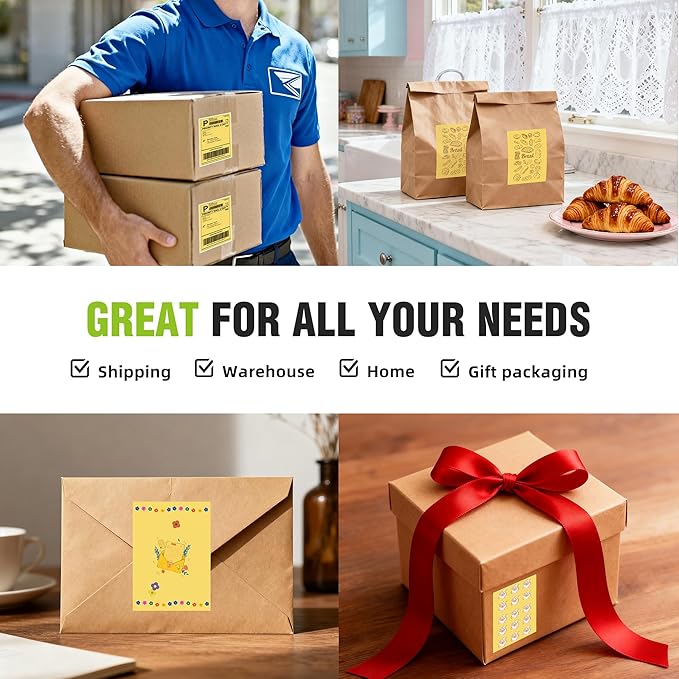 4"x6" Yellow Direct Thermal Labels, 500 Fanfold Shipping & Address Label Paper, Self-Adhesive Stickers for Thermal Printer, 1 Stack