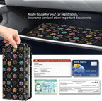 Premium Car Registration and Insurance Card Holder, Cute PU Leather Car Document Holder, Vehicle Glove Box Car Organizer with Magnetic Closure for Driver License, Cards Colorful Doodle Paws