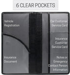 CANOPUS Car Registration and Insurance Holder, PU Leather Card Holder, Vehicle Glove Box Organizer for Auto, SUV, Truck, Black