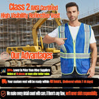 BeautyWill Custom Safety Vest Customized Logo Class 2 High Visibility Reflective Vest with Pockets Construction workwear