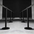 6-Pack Black Stanchion Posts with Retractable Belts, Hollow Sand-Fillable Base for Maximum Stability, Crowd Control Queue Barriers for Theaters, Parties, Weddings, Exhibitions