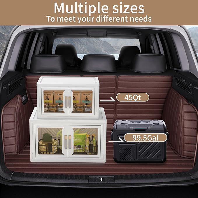 Large Clear Stackable Storage Bins with Lids, 398QT-99.5QT*4Tier Foldable Cabinet for Closet Organizers, Plastic Storage Box with Wheels White