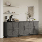 SICOTAS Sideboard Buffet Cabinet with Storage - Modern Farmhouse Credenza with Doors and Adjustable Shelves Fluted Kitchen Buffet Storage Cabinets Coffee Bar Cabinet