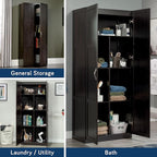 Sauder Storage Cabinet/ Pantry cabinets, 29.61 " x D: 16.02 " x H: 71.50", Cinnamon Cherry finish