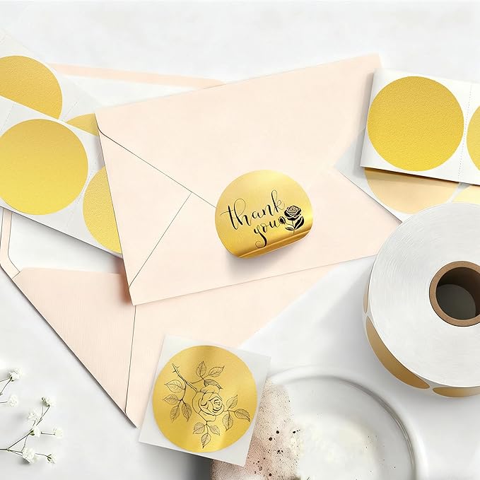 2 inch Dot Stickers Labels Circle Garage Sale Sticker 750Pcs Round Thermal Printer Stickers Printable Writable Price Labels for Yard Sale, Gold