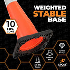 Xpose Safety 36 Inch Orange Slim Line Traffic Cones with 6" & 4" Collars, 4 Pack Multipurpose PVC Plastic Safety Cone for Parking, Soccer, Caution, Kids and Construction - DOT Approved