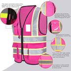 A-SAFETY Mesh High Vis Vest Lightweight Reflective Construction Vest with Pockets Safety Vest for Men/Women