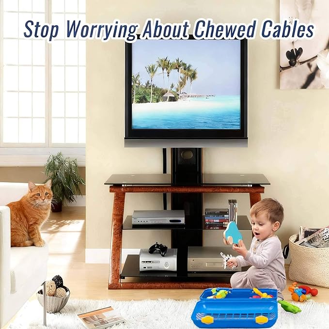 3/4" - 6.6FT Hook and Loop Cable Sleeve, Dog Cat Cord Protector Waterproof Split Sleeving for USB Computer Office Automotive Audio Cables - Protects Cables from Pets Chewing - Black