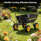 10-in NO-FLAT TIRES 600lb Heavy-Duty Garden Dump Cart 4 Cu.Ft. Utility Wagon with Quick-Release Dumping & Prime Grade 100% Virgin Polypropylene - Not Recycled Material for Landscaping Gardening