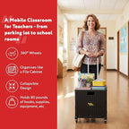 dbest products Quik Cart 360 Rolling Crate with Wheels - Collapsible Utility Cart for Teachers & Home - Heavy Duty Folding Cart with Seat - 80 lb Capacity - Black