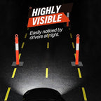 RoadHero 45 Inch Delineator Post with Base, Portable Orange Traffic Delineator Posts Cones with Reflective Collars for Parking Lots, Road Safety, Construction Events 3 Pack