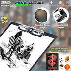 Aluminum Metal Clipboard Sturdy Stainless Hangable with Pen Holder Double Clip Board Size Letter A4 9" x 12.6" for School Office Business Medical Professionals Workshop Factory