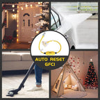 3 FT Lighted GFCI Extension Cord with 3 Power Outlets,12/3 SJTW Heavy Duty Yellow Extension Cable with 3 Prong Grounded Plug for Safety,UL Listed