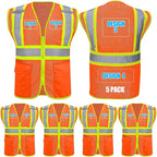 Custom Safety Vest with Logo Pockets High Visibility Reflective Vests Construction Security Workwear