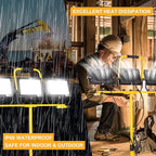 30000 Lumen Work Lights with Stand, 300W Three Head LED Work Light, Waterproof Lamp with Individual Switch, Adjustable Metal Telescoping Tripod（2 Pack）