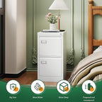 Letaya 2 Drawer File Cabinet with Lock,Metal Office Small Filing Cabinets for Home Office- Storage A4/F4/Letter/Legal -Assembly Required (White)