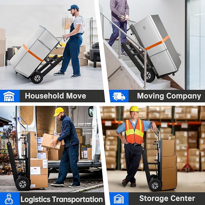Electric Stair Climbing Dolly, 1250W Electric Hand Truck with Telescopic Handle, 3 Mode Folding Stair Climber 900lbs Max Load Capacity for Effortless Moving of Furniture (Blue - Track & Wheel)