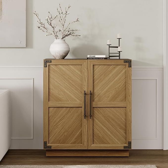 SICOTAS Sideboard Buffet Cabinet with Storage - Modern Farmhouse Credenza with Doors and Adjustable Shelves Fluted Kitchen Buffet Storage Cabinets Coffee Bar Cabinet