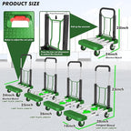 WarmyouHaul Pro Folding Hand Truck, 441LBS Capacity, Adjustable Platform (24-30") & Handle (28-35") 4" Rubber Wheels with 360° Swivel & Parking Brake, for Moving, Commercial, Apartment , Warehouse Use