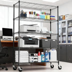 5 Tiers Shelf 1750 lbs Steel Storage Shelving Utility Shelving Unit Steel Organizer Wire Rack for Home,Kitchen,Office,Garage Black 17.7" D x 47.2" W x 76.8" H