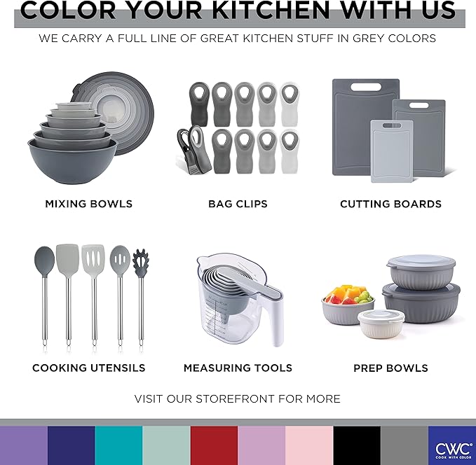 COOK WITH COLOR Food Clips - Wide Heavy Duty Chip Clips, Large Bag Clips for Food Storage with Air Tight Seal Grip, Pack of 4, Grey