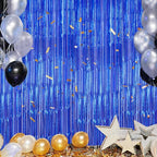 3 Pack Foil Fringe Backdrop - Royal Blue Shiny Tinsel Curtains for Party Decoration/Photo Booth Props - 3.3x8.2 FT Metallic Foil Backdrop for Birthday, Wedding, Graduation, Christmas.