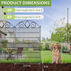 8 Panels No Dig Tall Garden Fence Panel – 48" H X 21' L Rustproof Metal Dog Fence Outdoor for Yard, Decorative Animal Barrier Fence for Pet, Garden Border, Patio, Flower Beds| Temporary Fencing