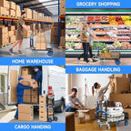 3-in-1 Heavy Duty Folding Hand Truck, 500LB Capacity Convertible Steel Dolly Cart with 360° Swivel Wheels & Telescopic Handle, Foldable Utility Wagon for Moving, Warehouse and Shopping