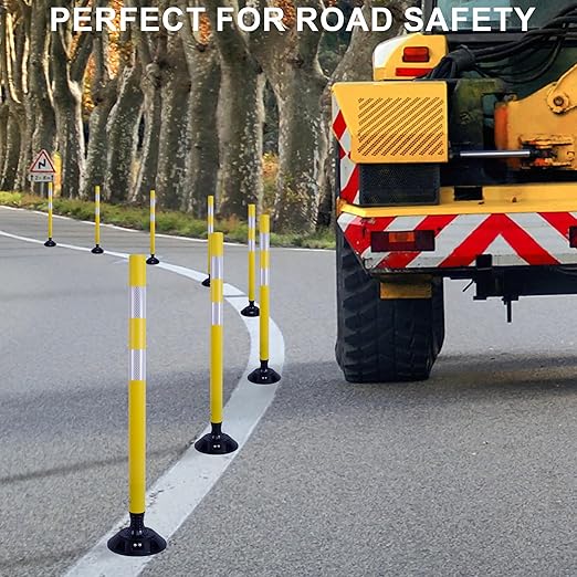 36 Inch Heavy Duty Traffic Cones 8-Pack with Spring Base - OrangeStar Reflective Safety Cones for Construction Zones, Highways, Parking Lots - Yellow Road Delineators