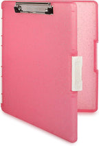 Dexas Slimcase 2 Plastic Clipboard with Storage Side Opening, Pink Glitter, Office Supplies Clipboards, Carry Store, A4 Holder, Style and Functionality Nursing Clipboards (Pack of 6)
