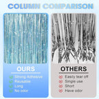 3 Pack 3.3 x 8.2 ft Laser Blue Foil Fringe Backdrop Curtains, Tinsel Streamers Party Decorations, Fringe Backdrop