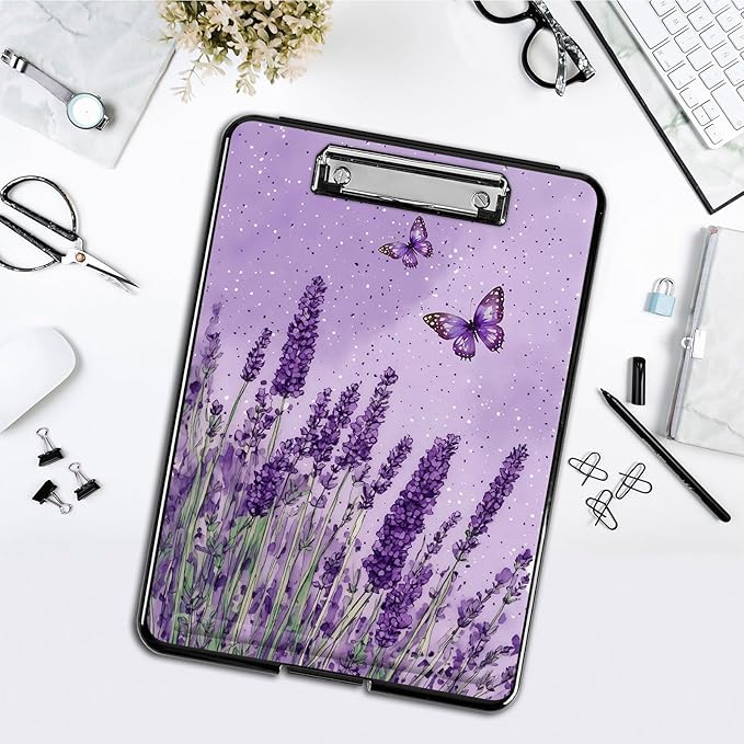 Clipboard with Storage,Office Supplies Nursing Clipboards Folder with Pen Holder Plastic Foldable Clip Board with Storage for Nurse Teacher,Sage Butterfly