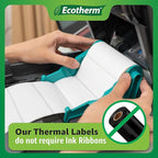 4" x 3" Thermal Labels | 6 Rolls | 5580 Labels | fits Zebra, Munbyn, Rollo, Godex, Arkscan, iDPRT, Offnova Thermal Label Printers and More | Blank White Adhesive Stickers by Ecotherm