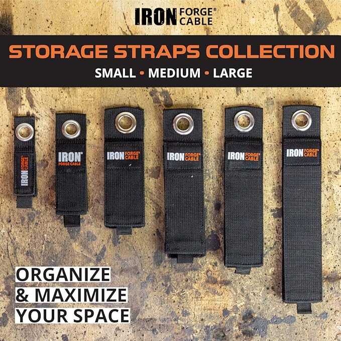 Iron Forge Cable Extension Cord Wrap Organizer, 15 Piece Multi-Pack - 3 Pieces of Small, Medium, Large, XL and XXXL Hook and Loop Wraps Up to 50 lbs