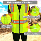 BeautyWill Custom Safety Vest Customized Logo Class 2 High Visibility Reflective Vest with Pockets Construction workwear