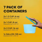 Premium Attached Food Storage Containers, Permanently Attached Plastic Lid, Never Lose & Space Saving Organization (7 Pack)