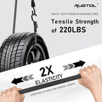 Bungee Cords with Hooks Heavy Duty, Flat Adjustable Bungee Cords with Hooks 60 Inch, Rubber Black Bungee Straps with Buckle Hooks for Outdoor, Camping, Tarps, Bike Rack, Tent, Truck, 4 Pack