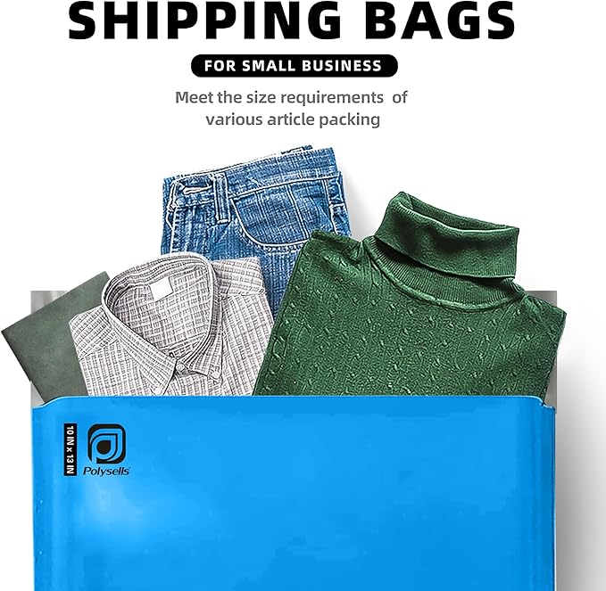 POLYSELLS 2000 pcs 10x13 Inches Blue Poly Mailers Shipping Envelopes, Strong Adhesive Sealing, Waterproof, and Tear-resistant Postal Mailing Bags for Clothing, Books, and Accessories
