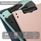 Y YOMA Clipboard Folder, A4 Foldable Plastic Clipboard with Metal Clip, 360° Rotating Cover, Waterproof Work Folder for Home, Office, School, Field Work, Outdoor - 2 Pack, Dark Blue