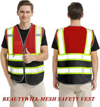 BeautyWill Custom Logo Safety Vest Class 2 High Visibility Reflective Vest for Men - Personalized Logo Team Vest