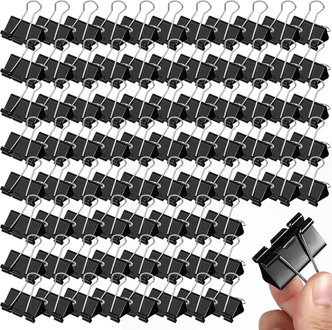 200 Pcs Medium Binder Clips Paper Clips Office Supplies Paper Clamps for Teachers Students School Office Business Paperwork Supplies (Black, 1.25 Inch)
