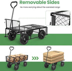 Homdox MAX 880LB Garden Cart, Heavy Duty Garden Wagon, Mesh Foldable Garden Cart, Pullable Gardens Wagon with 180° Rotating Handle, Collapsible Garden Carts for Yard Beach Farm, Black with Bag